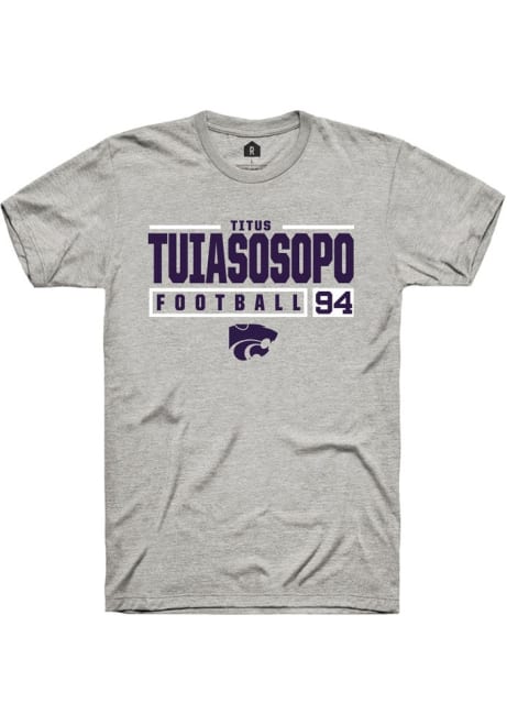 Titus Tuiasosopo Ash K-State Wildcats NIL Stacked Box Short Sleeve T Shirt