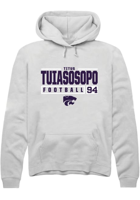 Titus Tuiasosopo Rally Mens White K-State Wildcats NIL Stacked Box Hooded Sweatshirt