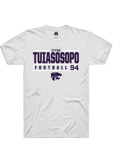 Titus Tuiasosopo White K-State Wildcats NIL Stacked Box Short Sleeve T Shirt