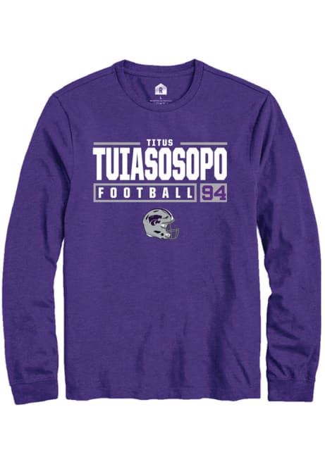 Titus Tuiasosopo Rally Mens Purple K-State Wildcats NIL Stacked Box Tee