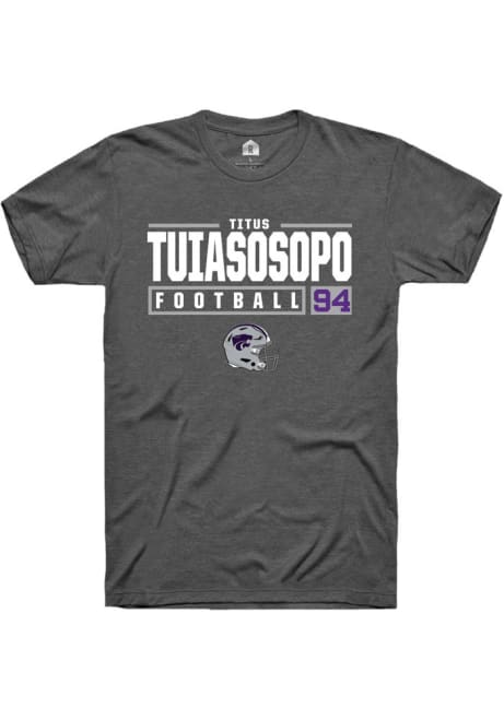 Titus Tuiasosopo Dark Grey K-State Wildcats NIL Stacked Box Short Sleeve T Shirt