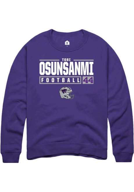 Tobi Osunsanmi Rally Mens Purple K-State Wildcats NIL Stacked Box Crew Sweatshirt