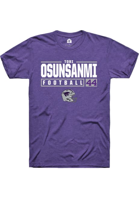 Tobi Osunsanmi Purple K-State Wildcats NIL Stacked Box Short Sleeve T Shirt