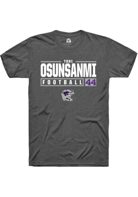 Tobi Osunsanmi Grey K-State Wildcats NIL Stacked Box Short Sleeve T Shirt