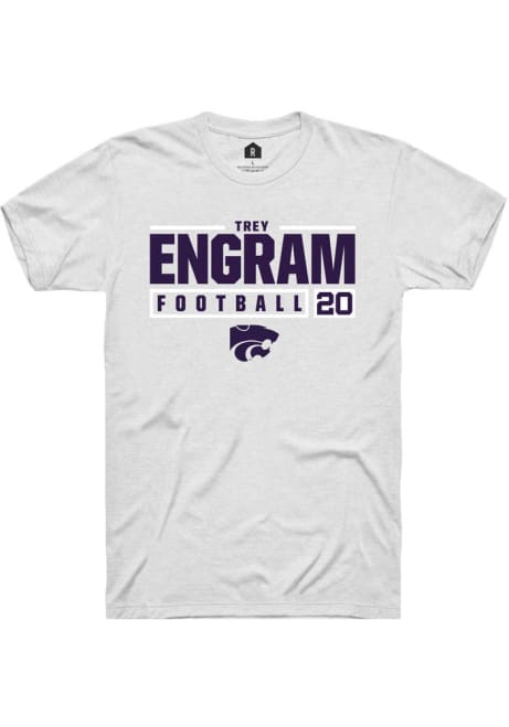 Trey Engram White K-State Wildcats NIL Stacked Box Short Sleeve T Shirt