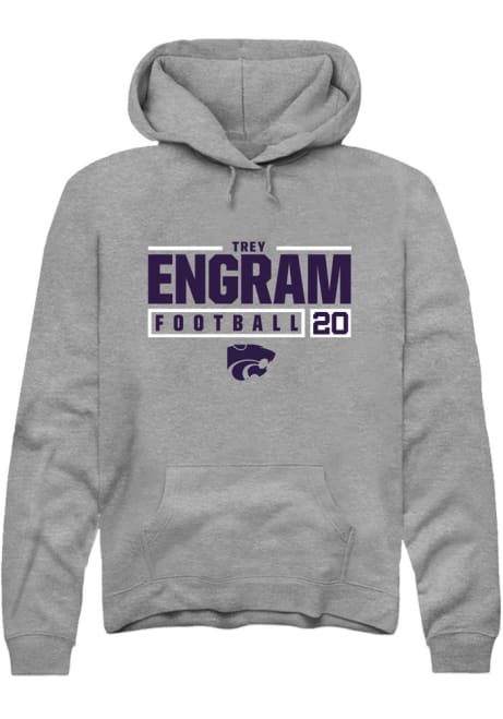 Trey Engram Rally Mens Grey K-State Wildcats NIL Stacked Box Hooded Sweatshirt