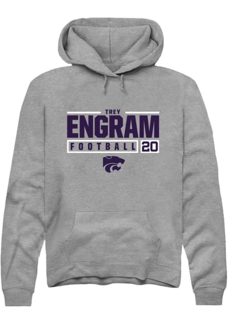 Trey Engram Rally Mens Graphite K-State Wildcats NIL Stacked Box Hooded Sweatshirt