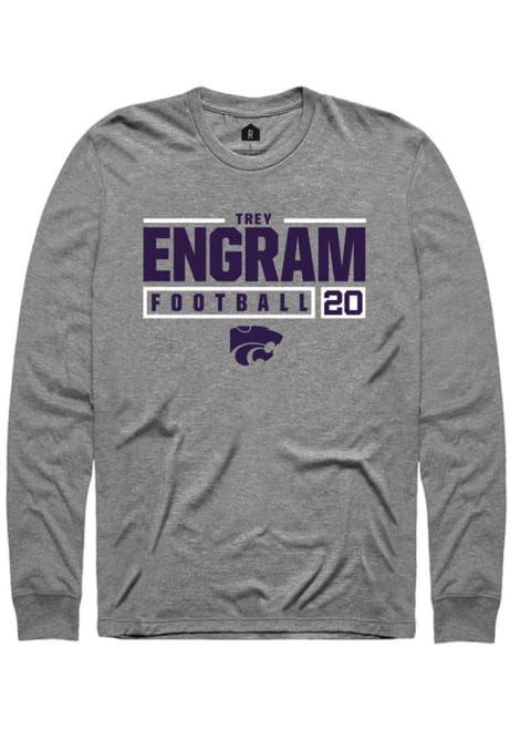 Trey Engram Rally Mens Graphite K-State Wildcats NIL Stacked Box Tee