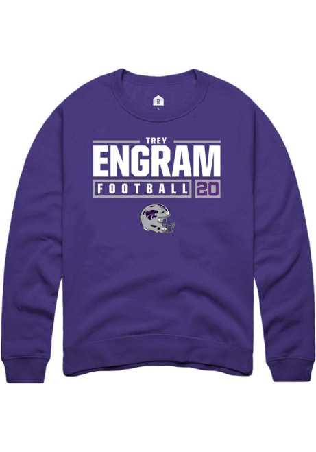 Trey Engram Rally Mens Purple K-State Wildcats NIL Stacked Box Crew Sweatshirt