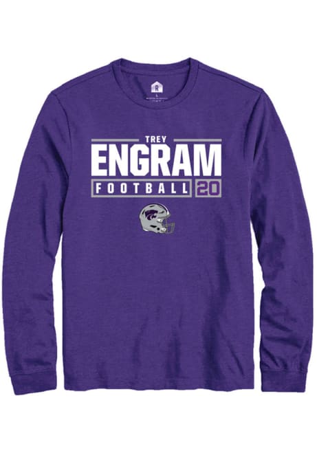 Trey Engram Rally Mens Purple K-State Wildcats NIL Stacked Box Tee