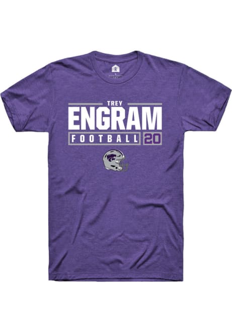 Trey Engram Purple K-State Wildcats NIL Stacked Box Short Sleeve T Shirt