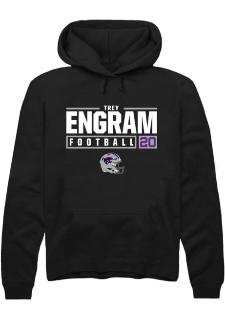 Trey Engram Rally Mens Black K-State Wildcats NIL Stacked Box Hooded Sweatshirt