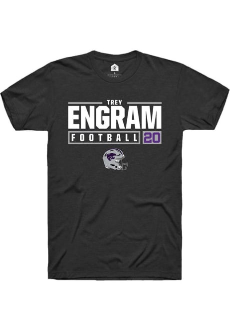 Trey Engram Black K-State Wildcats NIL Stacked Box Short Sleeve T Shirt