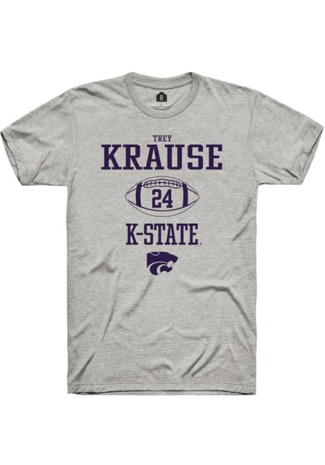 Trey Krause Grey K-State Wildcats NIL Sport Icon Short Sleeve T Shirt