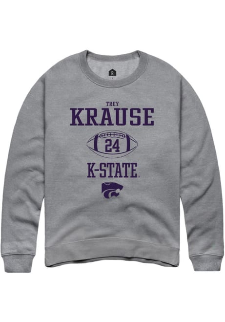 Trey Krause Rally Mens Grey K-State Wildcats NIL Sport Icon Crew Sweatshirt