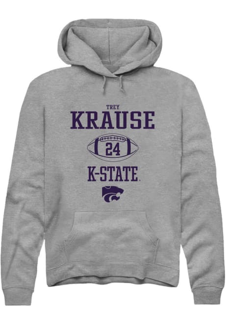Trey Krause Rally Mens Grey K-State Wildcats NIL Sport Icon Hooded Sweatshirt