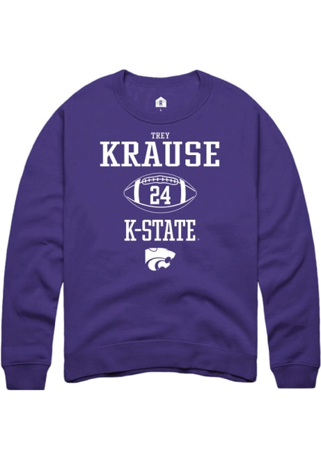 Trey Krause Rally Mens Purple K-State Wildcats NIL Sport Icon Crew Sweatshirt