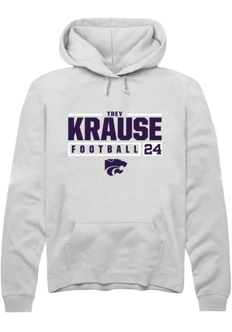 Trey Krause Rally Mens White K-State Wildcats NIL Stacked Box Hooded Sweatshirt