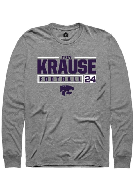 Trey Krause Rally Mens Graphite K-State Wildcats NIL Stacked Box Tee