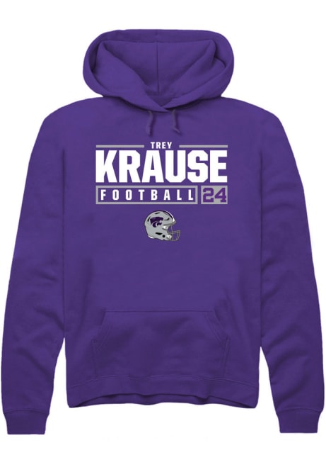 Trey Krause Rally Mens Purple K-State Wildcats NIL Stacked Box Hooded Sweatshirt