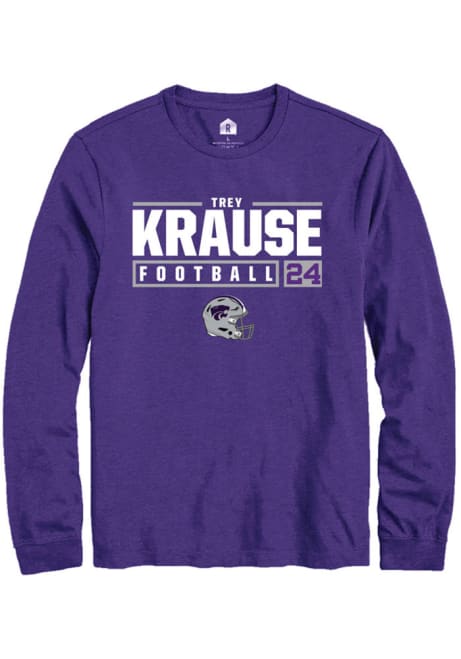Trey Krause Rally Mens Purple K-State Wildcats NIL Stacked Box Tee