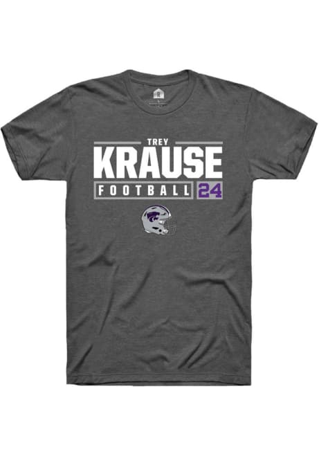 Trey Krause Dark Grey K-State Wildcats NIL Stacked Box Short Sleeve T Shirt