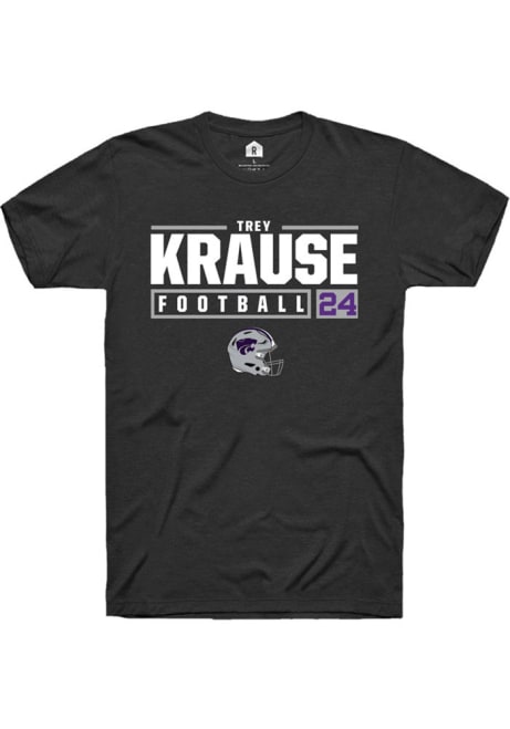 Trey Krause Black K-State Wildcats NIL Stacked Box Short Sleeve T Shirt