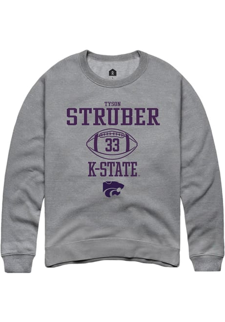 Tyson Struber Rally Mens Graphite K-State Wildcats NIL Sport Icon Crew Sweatshirt