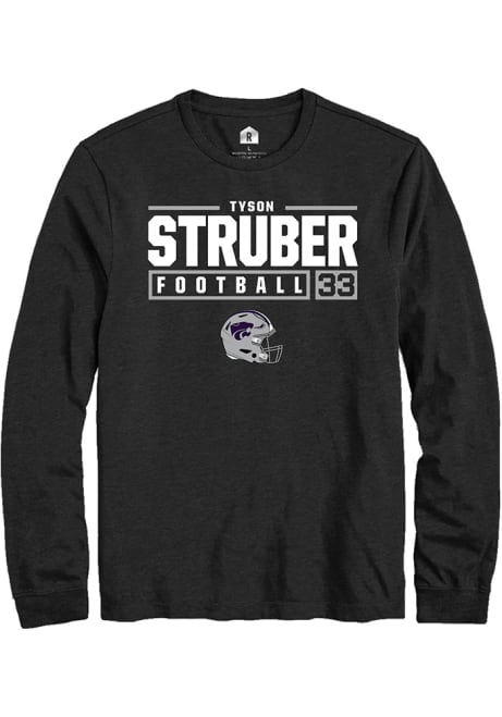 Tyson Struber Rally Mens Black K-State Wildcats NIL Stacked Box Tee