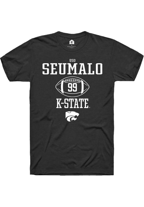 Uso Seumalo Black K-State Wildcats NIL Sport Icon Short Sleeve T Shirt