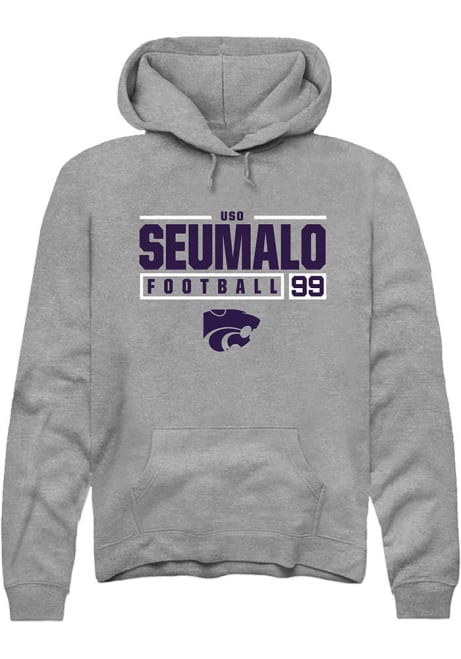 Uso Seumalo Rally Mens Grey K-State Wildcats NIL Stacked Box Hooded Sweatshirt