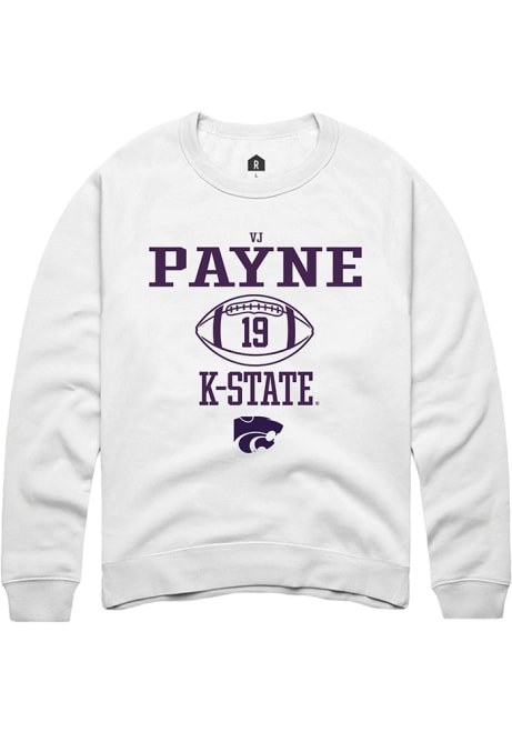 Victor Payne Rally Mens White K-State Wildcats NIL Sport Icon Crew Sweatshirt