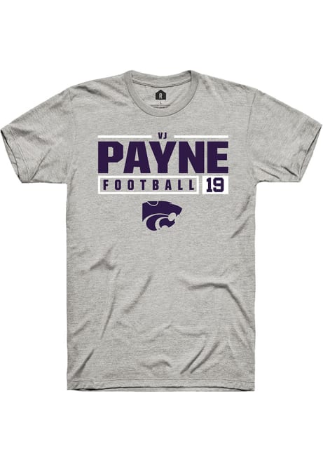 Victor Payne Grey K-State Wildcats NIL Stacked Box Short Sleeve T Shirt