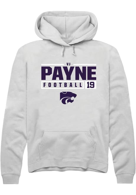 Victor Payne Rally Mens White K-State Wildcats NIL Stacked Box Hooded Sweatshirt