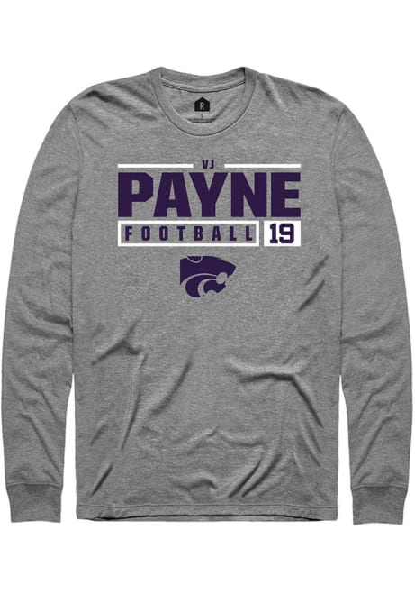 Victor Payne Rally Mens Grey K-State Wildcats NIL Stacked Box Tee