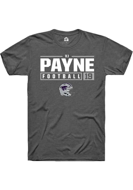 Victor Payne Grey K-State Wildcats NIL Stacked Box Short Sleeve T Shirt