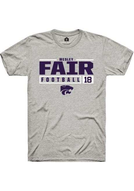Wesley Fair Grey K-State Wildcats NIL Stacked Box Short Sleeve T Shirt
