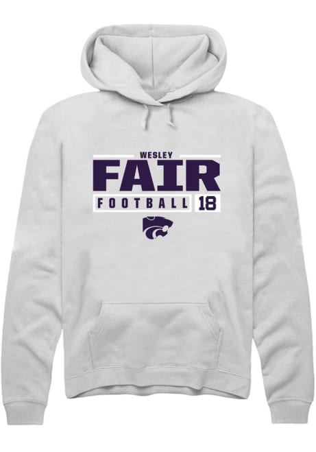 Wesley Fair Rally Mens White K-State Wildcats NIL Stacked Box Hooded Sweatshirt