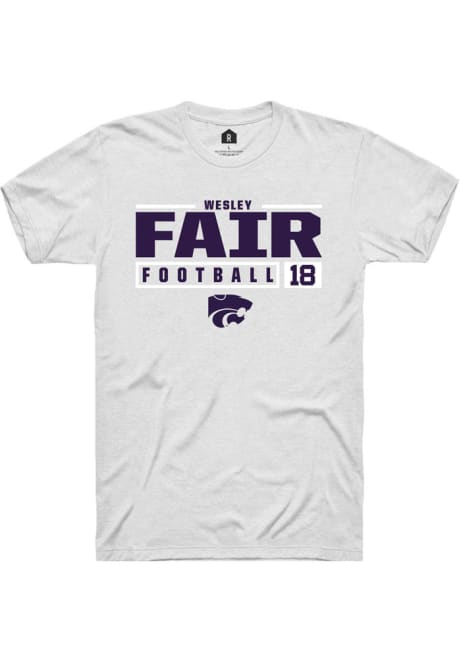 Wesley Fair White K-State Wildcats NIL Stacked Box Short Sleeve T Shirt