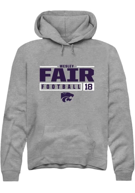 Wesley Fair Rally Mens Graphite K-State Wildcats NIL Stacked Box Hooded Sweatshirt