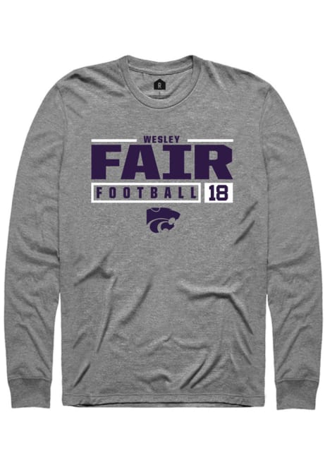 Wesley Fair Rally Mens Graphite K-State Wildcats NIL Stacked Box Tee