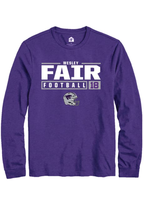 Wesley Fair Rally Mens Purple K-State Wildcats NIL Stacked Box Tee