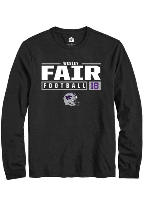 Wesley Fair Rally Mens Black K-State Wildcats NIL Stacked Box Tee