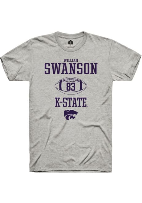 William Swanson Grey K-State Wildcats NIL Sport Icon Short Sleeve T Shirt