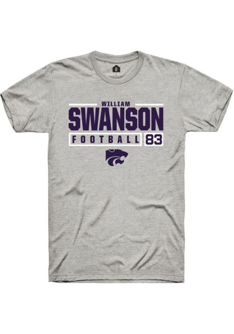 William Swanson Grey K-State Wildcats NIL Stacked Box Short Sleeve T Shirt