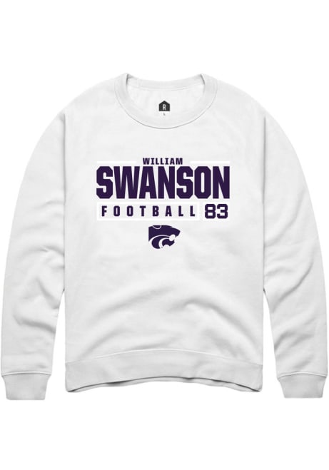 William Swanson Rally Mens White K-State Wildcats NIL Stacked Box Crew Sweatshirt