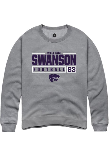 William Swanson Rally Mens Grey K-State Wildcats NIL Stacked Box Crew Sweatshirt