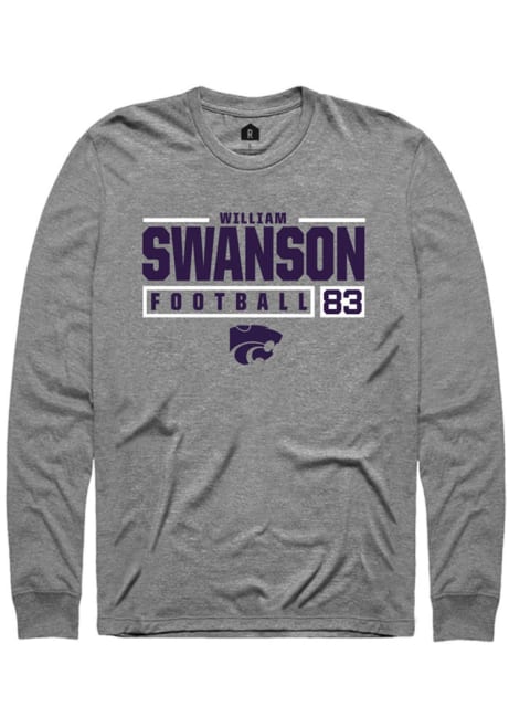 William Swanson Rally Mens Grey K-State Wildcats NIL Stacked Box Tee