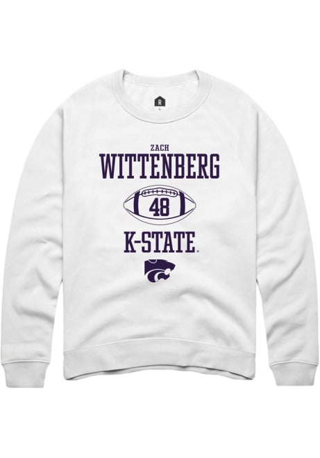 Zach Wittenberg Rally Mens White K-State Wildcats NIL Sport Icon Crew Sweatshirt