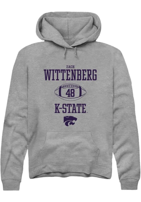 Zach Wittenberg Rally Mens Grey K-State Wildcats NIL Sport Icon Hooded Sweatshirt